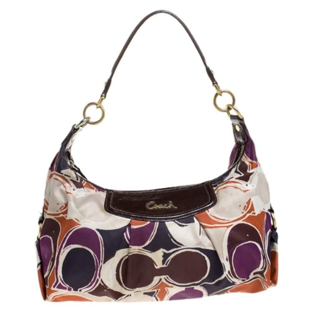 Coach Multicolor Signature Satin Ashley Satchel, EUC - Picture 2 of 8
